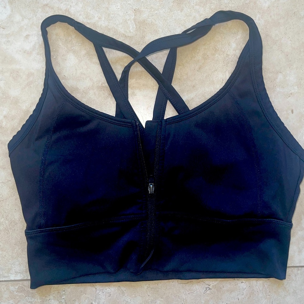 Balance athletica black zip up sports bra